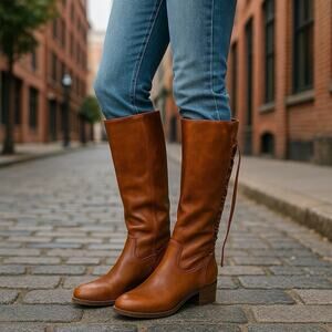 Women's ETC Knee High Boots Tie In Back Size 7/8M‎